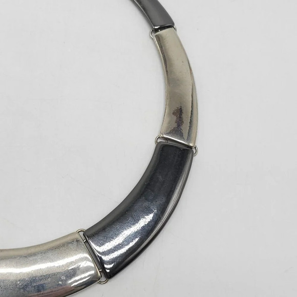 Chunky Alfani Silver & Black Metal Statement Necklace With Adjustable Chain - Picture 4 of 6